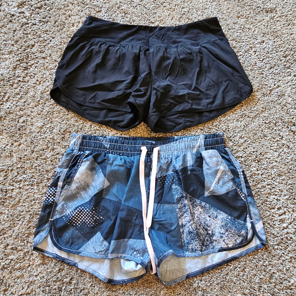 Zyia Active Shorts Size XXL Lot of 2 Running Black Blue Lined Athletic Gym